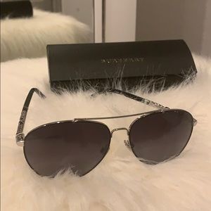 Burberry aviator sunglasses. Silver and black.